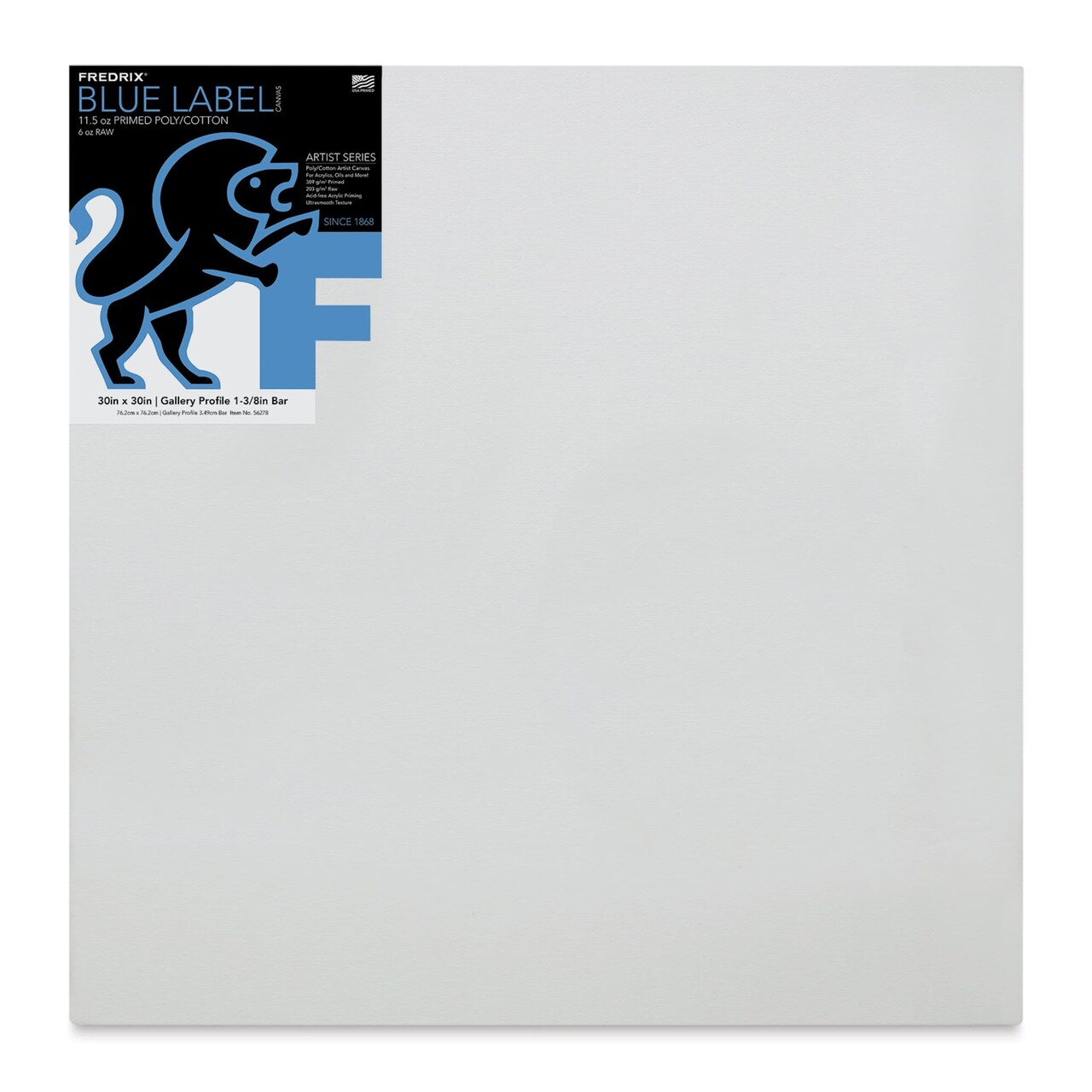 Fredrix Blue Label Cotton Canvas - 30" x 30", Gallery Profile 1-3/8"